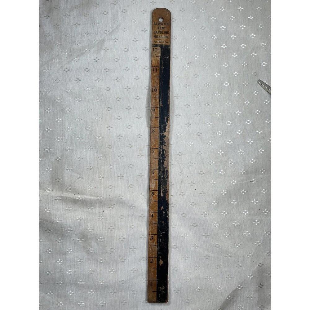 Antique Atwater Kent Gasoline Measure Dipstick Ruler Advertising Tool